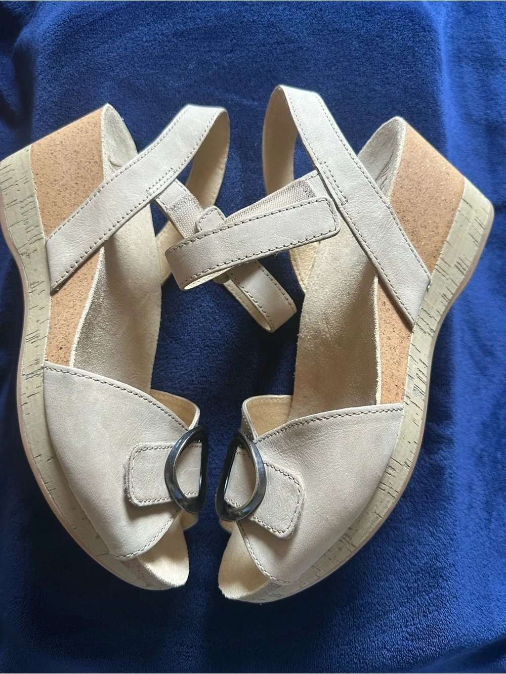 Dansko Stella Nubuck Suede Buckle Hardware Wedge Sandals